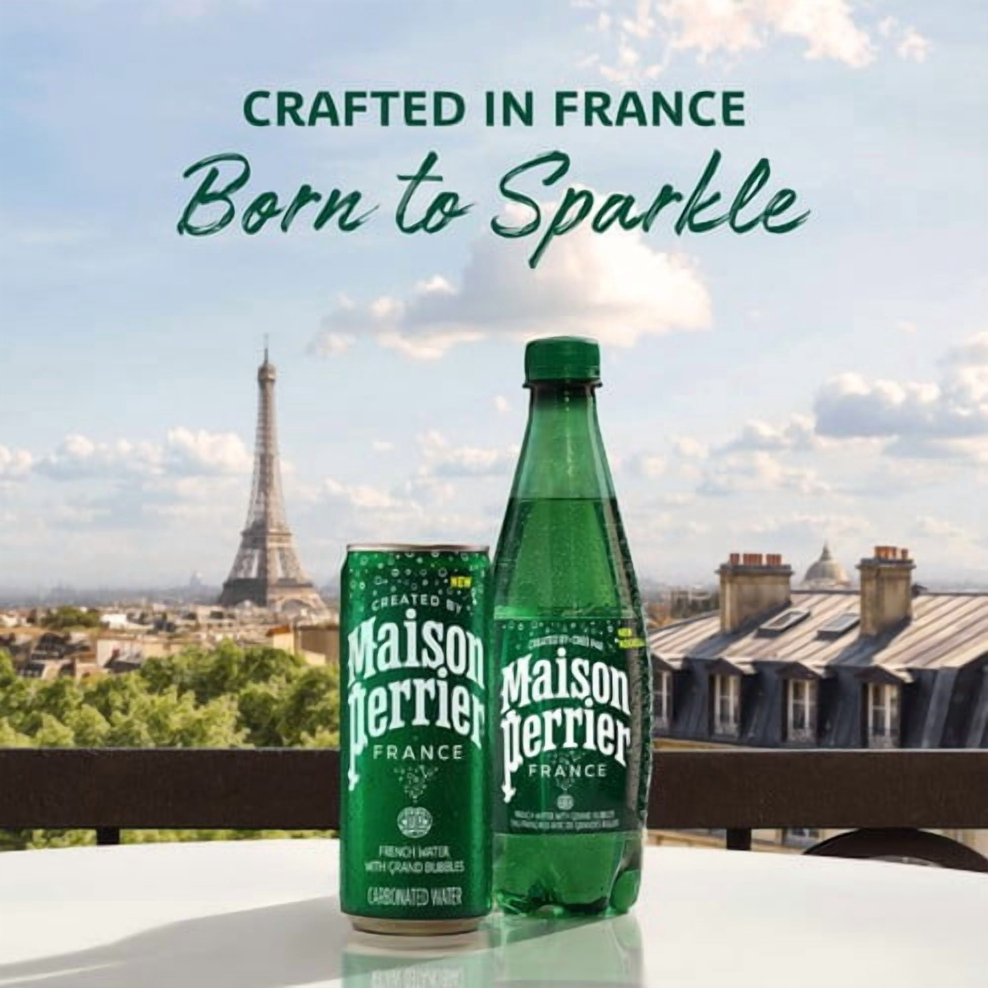Maison Perrier Plain Sparkling Water cans 8 x 330ml, British Import (Pack of 2)