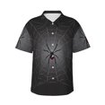 thumbnail image 2 of Yiaed Black Spider On Web Print Hawaiian Shirt for Men Short Sleeve Button Down Shirts Beach Shirts for Men-Large, 2 of 5