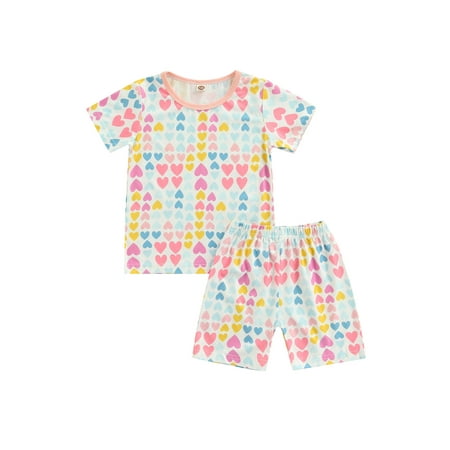 

Sunisery Toddler Baby Girls Pajama Sets Colorful Heart Printed Pullover Tops+Pants Trousers 2Pcs Sleepwear Homewear White 4-5 Years