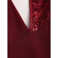 thumbnail image 3 of Red Sexy Chic Summer Sequin Embellished Halter V-Neck Waist Cinched Bodycon Mini Dress, 3 of 6