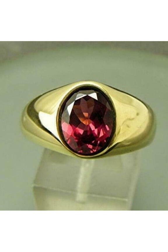 5.25 Carat Natural Garnet Ring Red Garnet Ring 925 Sterling Silver Gold Plated Mens Garnet Ring January Birthstone Ring Men's Stone Ring
