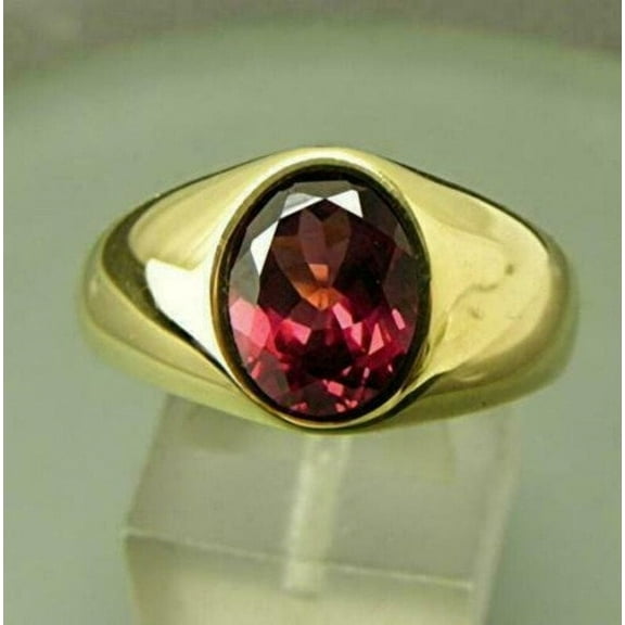 5.25 Carat Natural Garnet Ring Red Garnet Ring 925 Sterling Silver Gold Plated Mens Garnet Ring January Birthstone Ring Men's Stone Ring