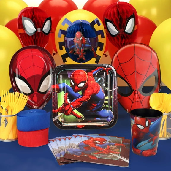 Prime Party Spider-Man Party Supplies Set with Plates, Cups, Masks & Décor – Pack of 8