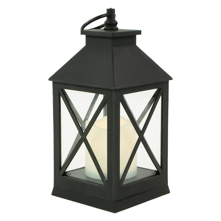 Northlight 9 Led Battery Operated Black Lantern With Flameless