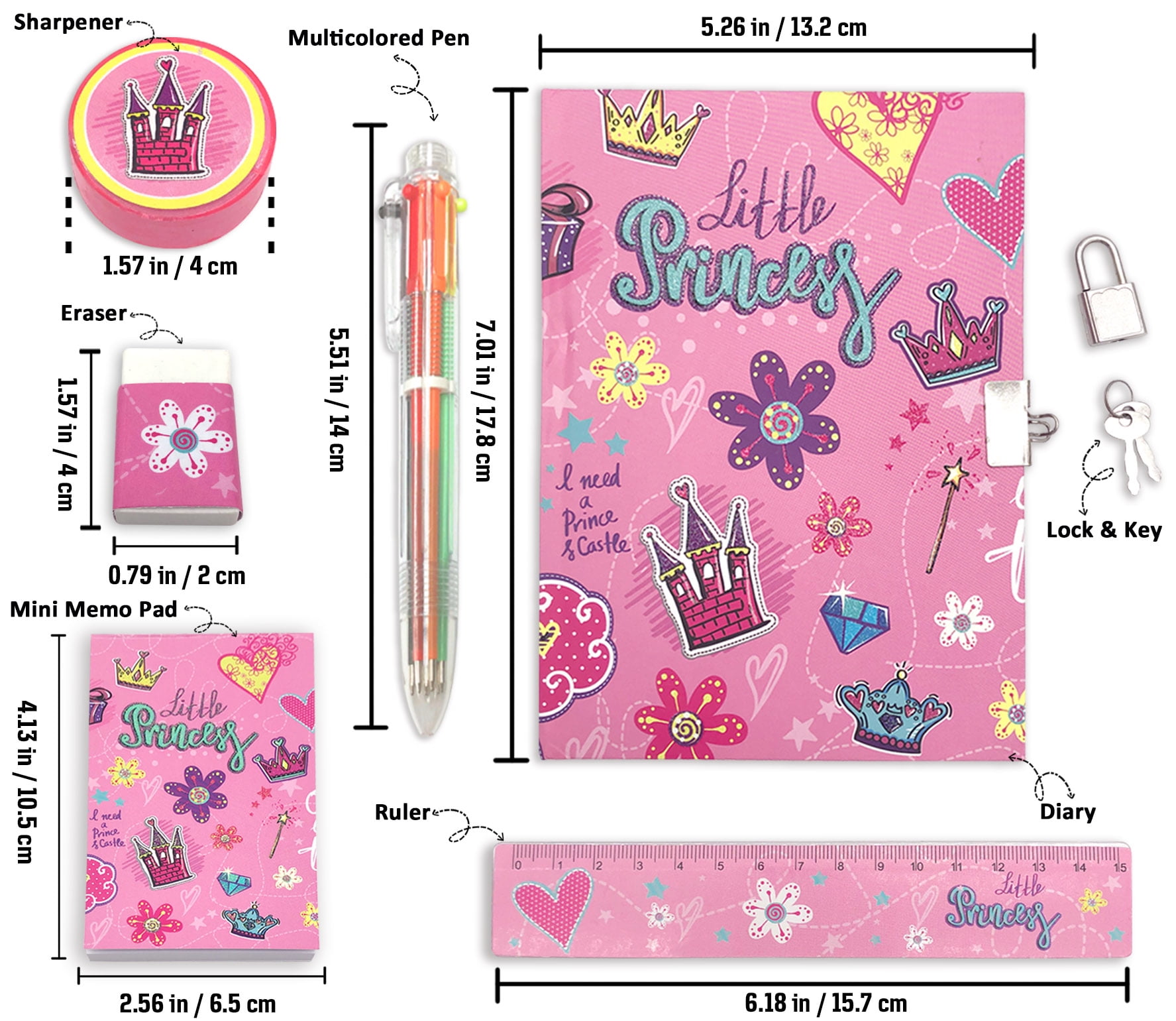 Girls Diary with Lock, Paper Kids Journal Set Includes 7.1x5.3 inches  School Supplies (Butterfly)