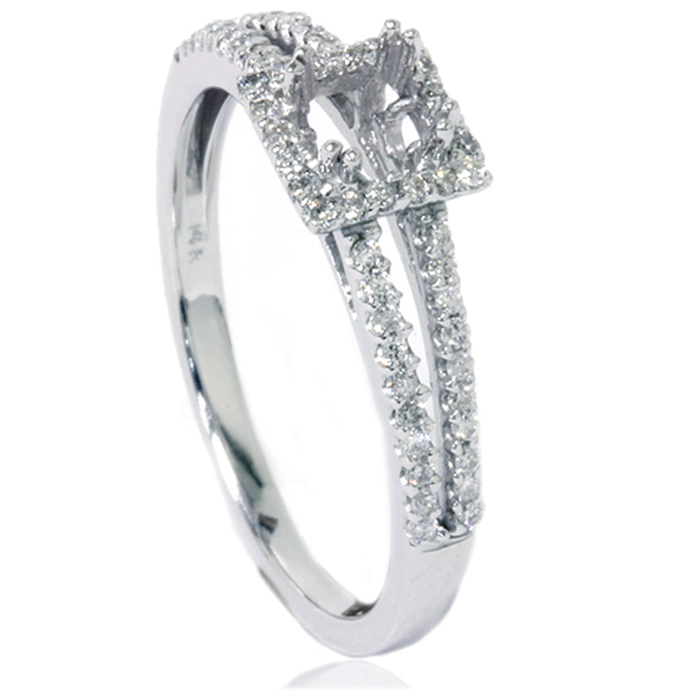 Wedding Natural Diamond Ring 4mm Cushion or Princess Semi Mount 10K Yellow Gold 