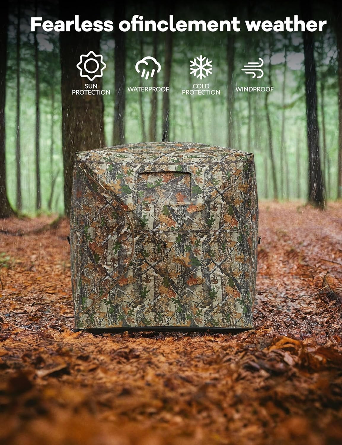 Portable Pop-Up Hunting Blind - 270° See-Through Windows & Silent Door, Waterproof Lightweight Camouflage Tent for Deer Turkey Hunting