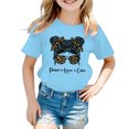 thumbnail image 2 of Kid Girls Cute Girls Cartoon Graphic Crew Neck Short Sleeve Tee Summer Casual T Shirt Blue,7-8 Years, 2 of 5