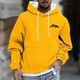 thumbnail image 2 of UVEASISHA Fall Hoodies for Men Drawstring Long Sleeve Pullover Tops Drop Shoulder Fashion Graphic Hooded Sweatshirts with Pocket Yellow L, 2 of 6