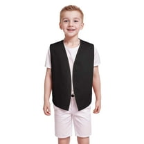 TOPTIE No-Button Child Vest Kid Volunteer Victorian Waistcoat Peasant Party Costume Vests-Black-M