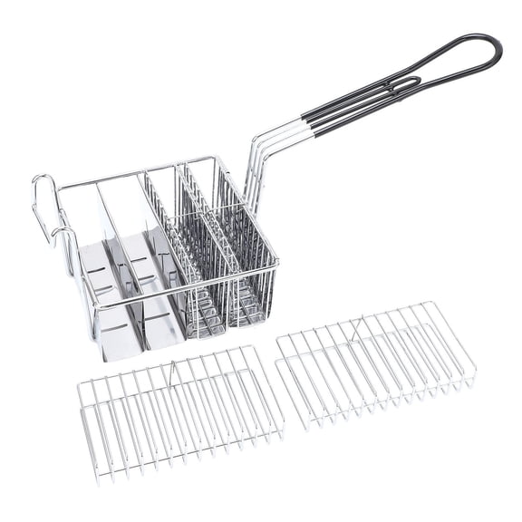 BOKYAN 4‑Shell U‑Shaped Taco Fry Basket – Stainless Steel Deep Fryer with Long Handle, Easy‑Use Dividers, Dishwasher Safe