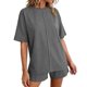 thumbnail image 2 of TaTaai Women's Summer Lounge Set Short Sleeve Round Neck T-Shirt and Elastic Waist Shorts Solid Color Matching Two Piece with Pockets for Comfortable Daily Wear Gift, 2 of 7