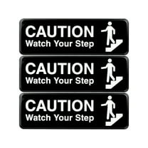 Excello Global Products Caution Watch Your Step Wall Sign 9x3 Black/White 3Pk