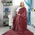 thumbnail image 4 of Catalonia Fleece Wearable Blanket Poncho for Adult Women Men, Wrap Blanket Cape with Pocket | Warm, Soft, Cozy, Snuggly, Comfort Gift, No Sleeves | All-Season, Wine, 4 of 8