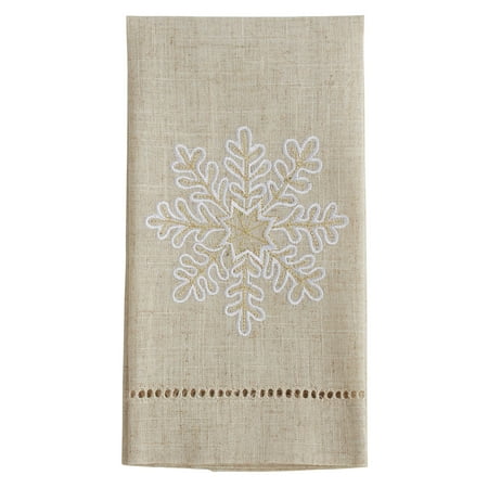 

Saro Lifestyle Embroidered and Hemstitched Snowflake Guest Towel (Set of 4) Natural 14 x22 C48
