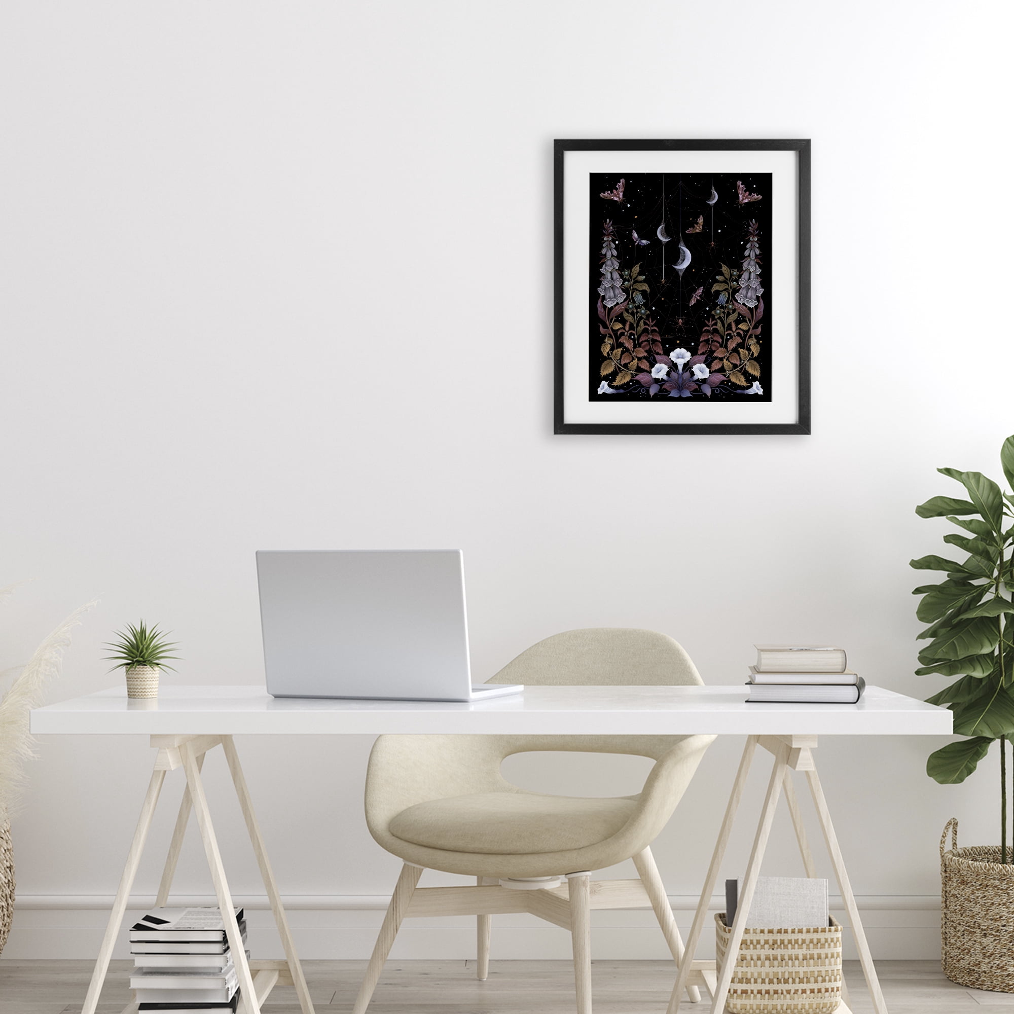 Stupell Industries Witch Garden with Spider Webs Black Framed Print Under Glass, design by Episodic Drawings