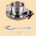 thumbnail image 4 of Yuarrent Taza de café de acero inoxidable, platillo, cuchara, juego de tazas de café de doble pared Juegos de servir café y té Yuarrent HA033223-00, 4 of 6