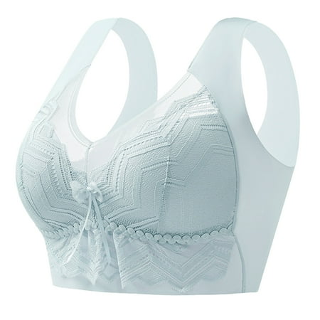 

Fabiurt Women s Bra Women s Comfortable Lace Thin Beautiful Back Large Adjustable Strap Gathering Anti Sagging Collar Bra Green