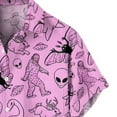 thumbnail image 4 of Men's Cartoon Alien  Themed Pattern Print Short Sleeve And Button Down Lapel Shirt With One Breasted Pocket, Stylish And Cool Tops For Summer Leisurewear, 4 of 6