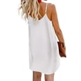 thumbnail image 4 of Leutsin Ladies Fashion V-neck Solid Color Loose Sleeveless Sling Button Short Dress, 4 of 7