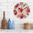 thumbnail image 3 of Pink Apples Wall Clock 10 inch Non-Ticking Easy to Read Decorative Clocks for Home Bedroom Living Room, 3 of 8