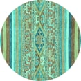 thumbnail image 1 of Ahgly Company Indoor Round Abstract Turquoise Blue Modern Area Rugs, 8' Round, 1 of 4