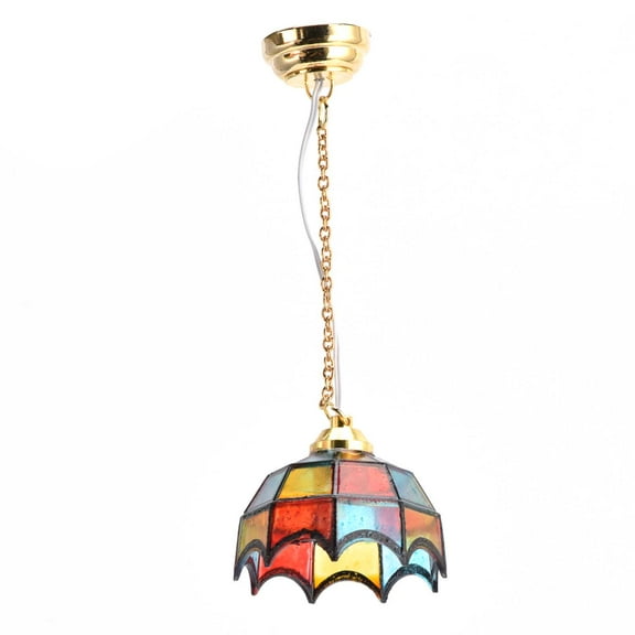 1:12 Doll Accessories Colorful Chandelier Miniature LED Ceiling Light Decoration