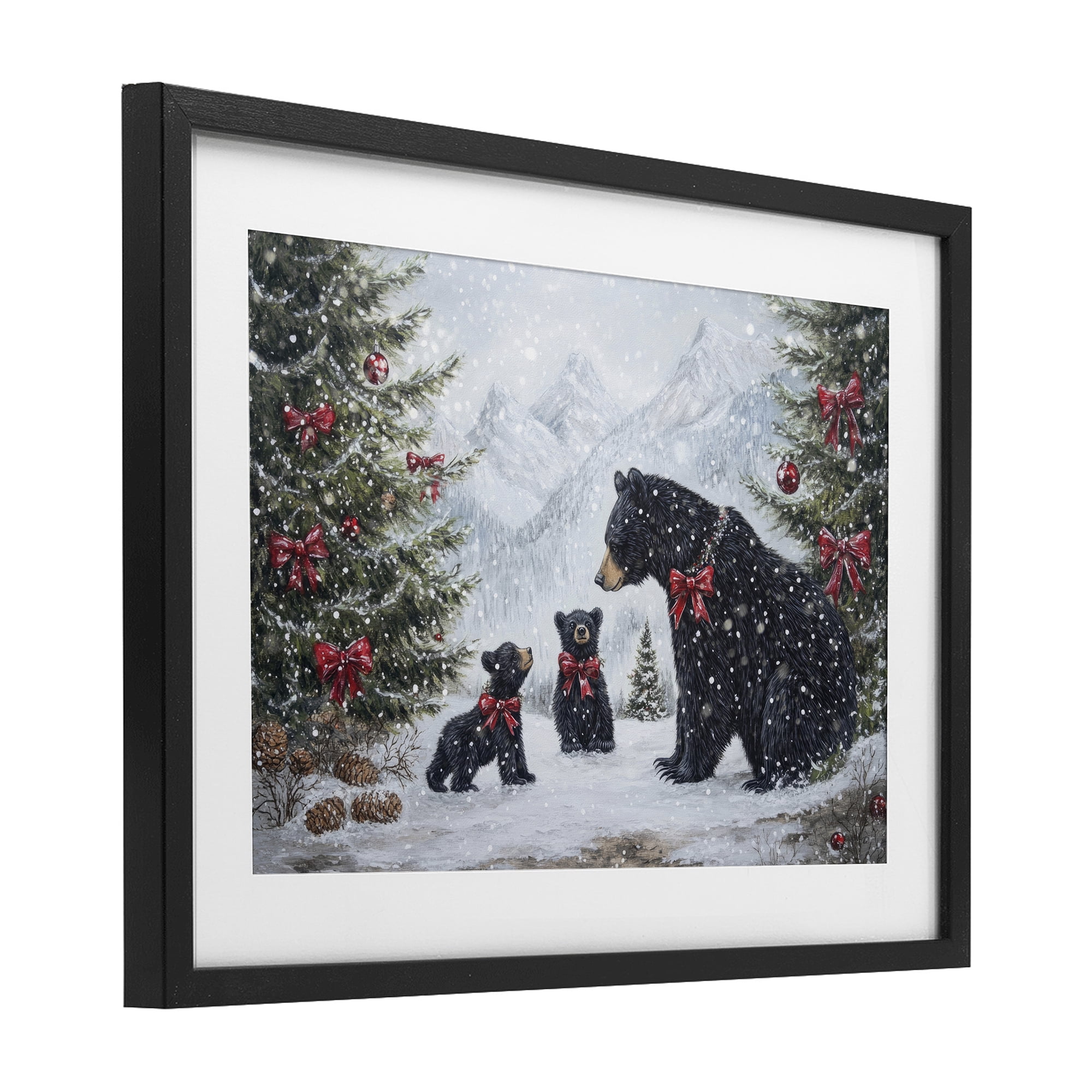 Stupell Industries Christmas Black Bears Black Framed Print Under Glass, design by Tina LeCour