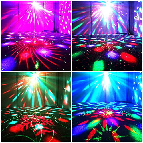 AQOOL Super Bright DJ Disco Light 2-in-1 Effect LED Stage Light Projector Strobe Lights with Sound Activated & Remote Control Stage Party Lights for Club Bar Dance Birthday Wedding Parties 