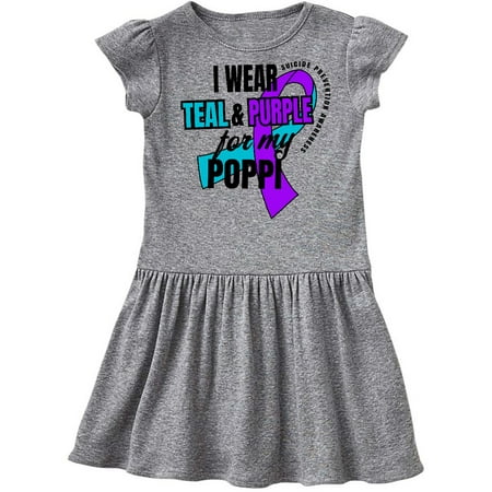 

Inktastic Suicide Prevention I Wear Teal and Purple for My Poppi Gift Toddler Girl Dress