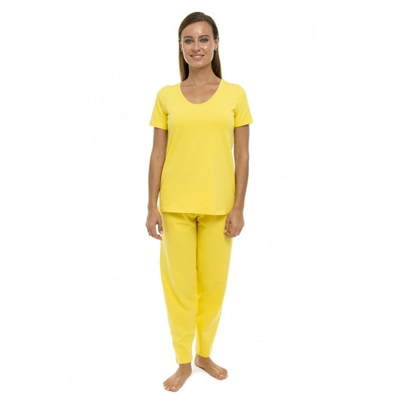 Women's Pajama Set PJ Cotton Lounge Sleep Wear, XXL, Yellow, by Ambesonne