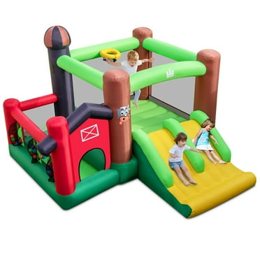 Spaco 6-in-1 Inflatable Bounce House with Double Slides without 735W Blower, Jumping Castle Family Backyard Bouncy Castle, Durable Sewn with Extra Thick Material, Idea for Kids