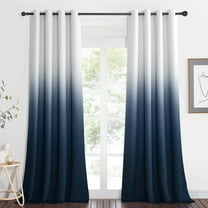 NICETOWN Ombre Blackout Curtains Gradient Drapes Light Blocking Grommet Thermal Insulated Window Treatment for Bedroom/Living Room, 2 Panels, W52 x L95, White to Navy Blue