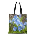 thumbnail image 1 of NUDECOR Canvas Tote Bag Blue Flowers Forget Me Not Alaska Reusable Handbag Shoulder Grocery Shopping Bags, 1 of 1