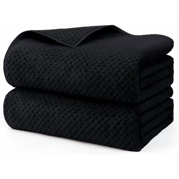 Bath Sheets Towels Set Pack of 2 (35 x 70 Inches), Ultra Soft Bath Towels for Bathroom, Lightweight and Quick Drying Towel for Body, Yoga, SPA, Fitness, Black