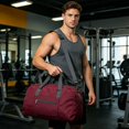thumbnail image 7 of CSStudio Lightweight Foldable Gym Duffle Bag with Separate Shoe Compartment Water Bottle Pocket Detachable Strap for Travel Sports Weekend Trip, 7 of 7