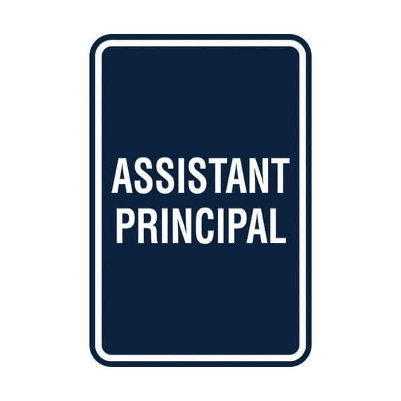 Portrait Round Assistant Principal Sign (Navy Blue / White) - Small 4" x 6"