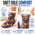 thumbnail image 5 of Girls Chenille Yarn Cabin Socks, Soft Sole Sherpa Lined with Silicone Grippers, GREY, M/L, 5 of 8