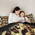 thumbnail image 5 of jejeloiu Chic Leopard Pattern Queen Comforter Set,Cute Bow Ribbon Bedding Sets,Yellow Brown Bedding Comforter Set For Men Women,Super Cozy Room Decor Reversible,3-Piece, 5 of 8