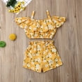 thumbnail image 2 of 2Pcs Toddler Baby Girl Summer Clothes Floral Ruffle Crop Top Shorts Pants Two-Piece Outfit, 2 of 7