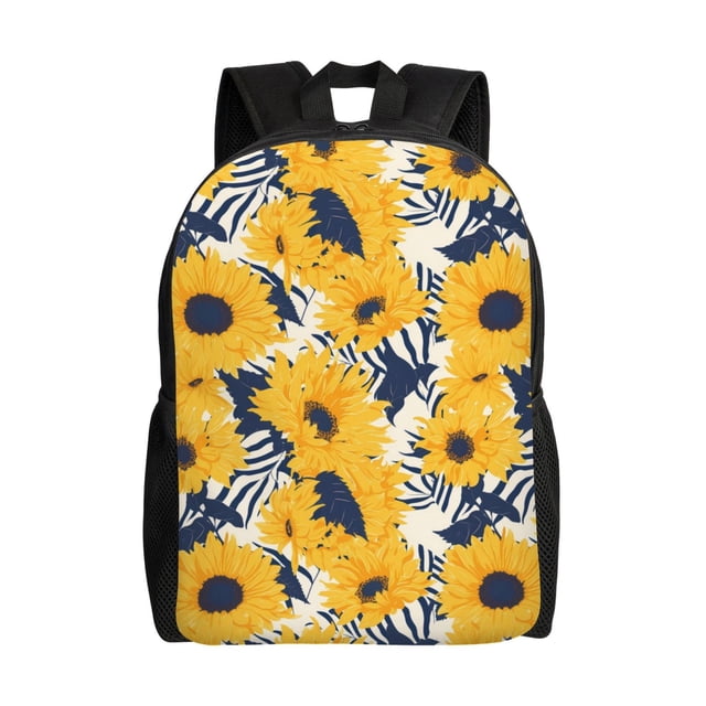 Balery Blue Striped Sunflower Mochila - Mochila Estilosa y Duradera para Laptop de 15 Pulgadas con Tela Oxford Impermeable