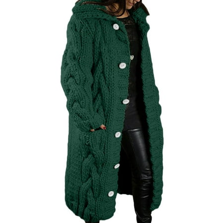 

Fall Decorations Clearance Womens Warm Soft Long Sleeve Cable Knit Long Cardigan Open Front Button Sweater Outerwear