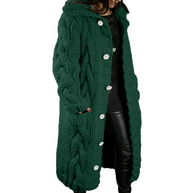 Pisexur Shacket Jacket Women Long Sleeve Cable Knit Long Cardigan Open Front Button Sweater Outerwear Pocketed Shirts Fall Jacket Shackets