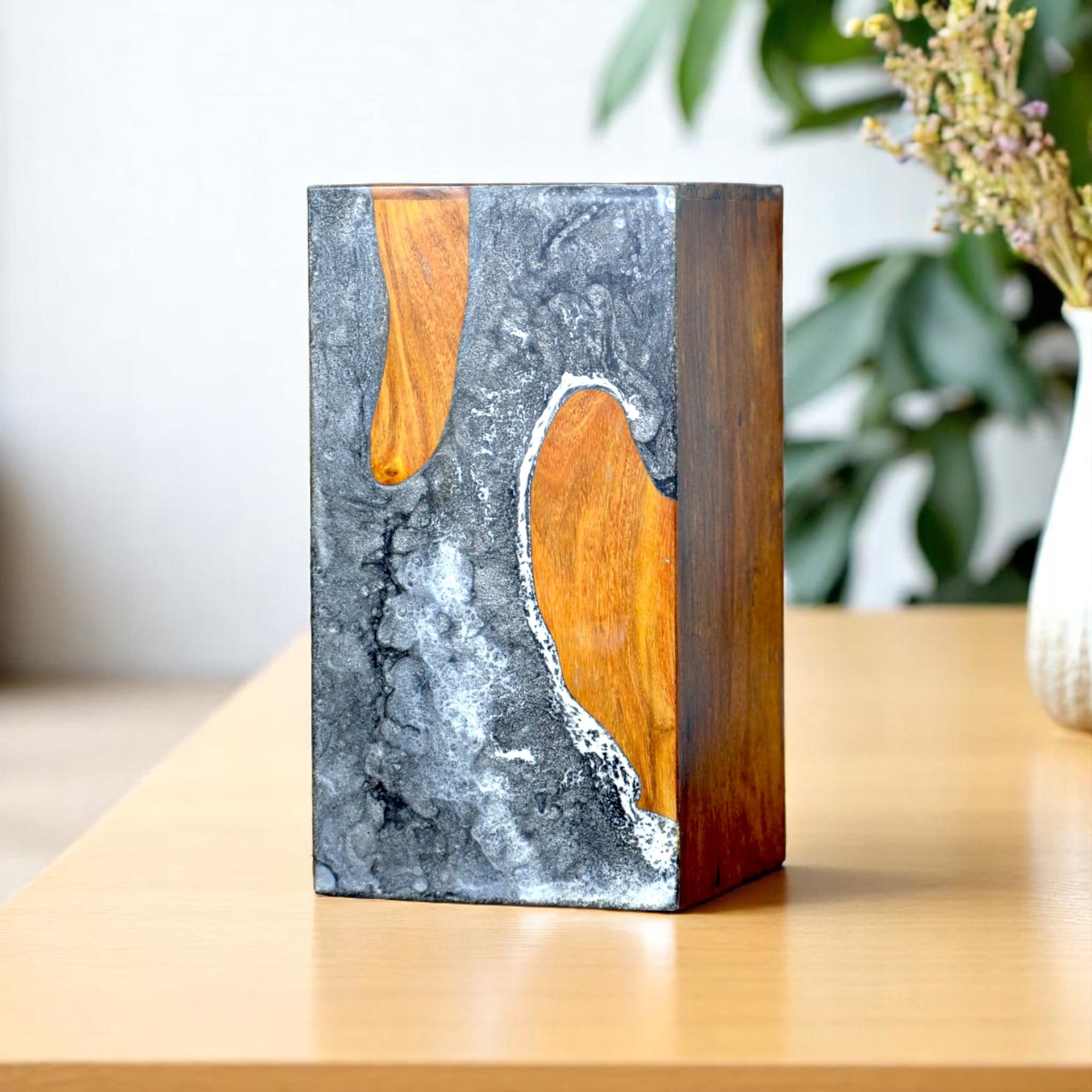 Wooden Urns for Human Ashes Adult Male, Female - Handmade Wooden Resin Urns for Burial & Home Memorial - Personalized Cremation Urn - Decorative Urn Box for Pet Ashes