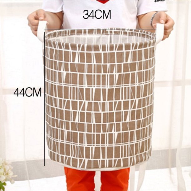 Cesta de lavandería de tela de algodón y lino, sencilla, moderna, impermeable, plegable, para guardar ropa, para el hogar, grande, redonda