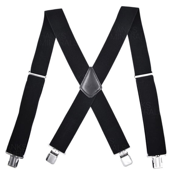 Mens Suspenders Heavy Duty 50mm Braces Biker Black Elastic Wide Adjustable