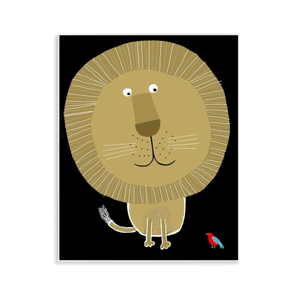 Stupell Industries Lion and Bird Friends Animals Painting Unframed Art Print Wall Art, 11 x 14