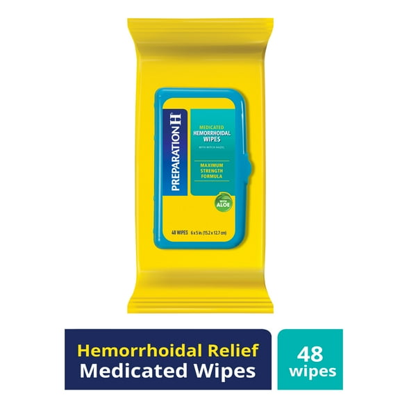 Preparation H Hemorrhoid Flushable Wipes with Witch Hazel for Skin Irritation Relief - 48 Count