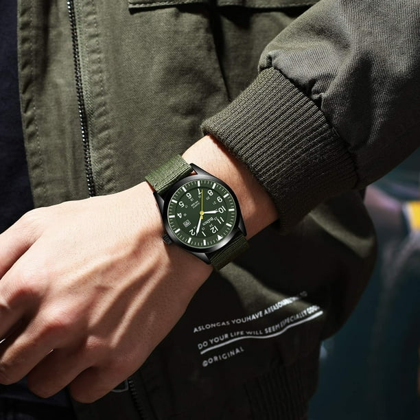 Relojes para Hombre Relojes Militares para Hombres Reloj Militar del ejercito Relojes de Pulsera analogicos de Cuarzo Impermeables para Hombres Fecha Walmart en linea