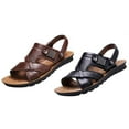 thumbnail image 3 of Mens Leather Sandals Indoor and Outdoor Comfortable Lightweight Beach Shoes Fisherman Sandal, 3 of 5